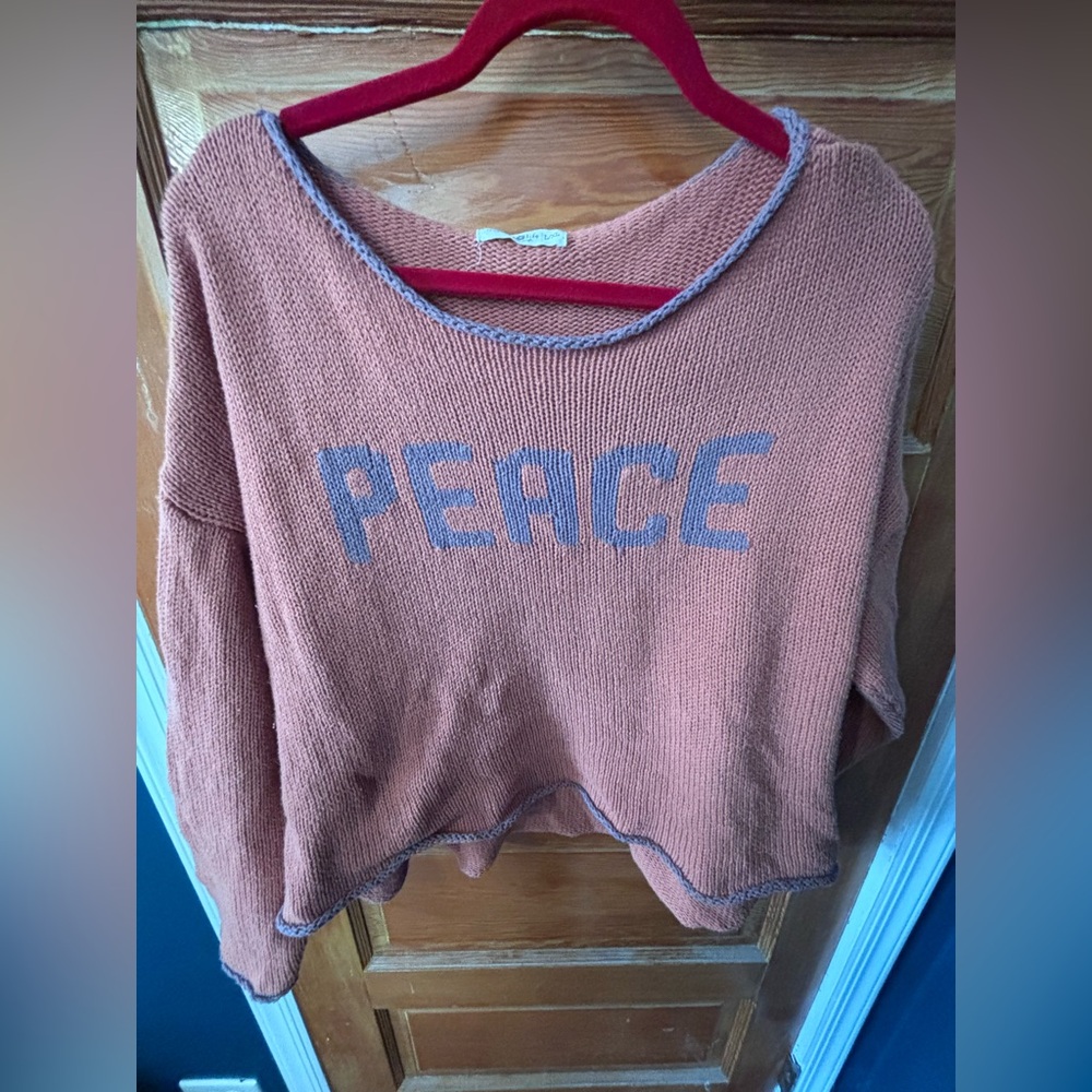 Natural Life Peace Graphic Sweater - Rust